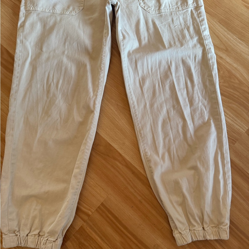 MOTHER Denim The Wrapper Patch Springy Ankle Jeans in Chalk Tapioca - Sz 30 - Picture 3 of 14
